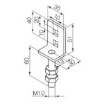 Staffa regolabile per perno quadro 10 mm (da accoppiare necessariamente all’art. 525.10013/AX)