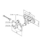 Perno quadro 10 mm + staffa a sella, con fori M6 a interasse 44 mm (max 30 Nm)