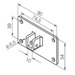 Flangia 90x54 con staffa a sella per perno 10 mm