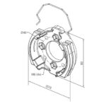 Supporto in alluminio con 4 fori M6 e 4 sedi esagonali per dado M6