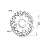 Supporto compatto in alluminio con 2 fori M6 e 2 sedi viti svasate M6