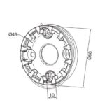 Supporto compatto in alluminio con 2 fori per dado M6 ribassato e 2 sedi viti testa cilindrica ribassata M6