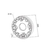 Supporto compatto in plastica con 2 fori per dado M6 e 2 sedi viti testa cilindrica M6.