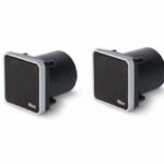 Coppia di fotocellule large da incasso, orientabili 30°, per collegamento via Nice BlueBUS