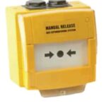 Inim - Pulsante manuale di alllarme per sistemi di spegnimento, colore GIALLO (SCARICA MANUALE). Certificazione EN12094-3. Uso interno.