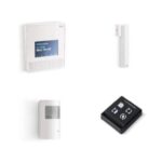Kit allarme MyNice: centrale 99 zone in 6 aree, radio Bidiriezionale Dual Band e Wi-Fi, con touchscreen a colori 7". Trasmettitore 4 canali, rivelatore magnetico e rivelatore volumetrico.