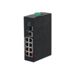 Dahua - Switch Hardened Unmanaged Con 10 Porte (8 PoE 10/100 Mbps <96 W + 2 Gigabit Uplink), Capacità Switching 7.6 Gbps, Rate Inoltro Pacchetti 4.17 Mbps, Red Port Bt 90 W, PoE Watchdog, Trasmissione PoE Fino A 250 M, 48-57 Vdc