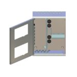 Armadio aggiuntivo completo di porta, barra CAN DRIVE   per la connessione dei moduli interni, e mensole per batterie. Solo per centrali PREVIDIA MAX