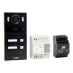 Kit Villa Bifamiliare VS-KW-2IP2S 2 fili by ip con postazione da esterno 2 tasti + alimentatore 24V in DIN + Distributore in DIN