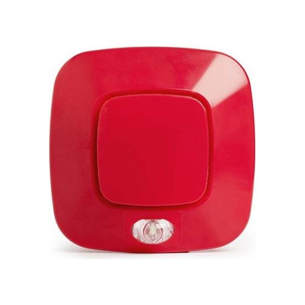 Segnalatore ottico acustico autoindirizzato rosso. 240 indirizzi completo di isolatore.
