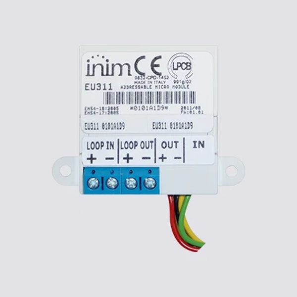 Micro modulo analogico indirizzato identificato come pulsante. 240 indirizzi. Completo di isolatore di loop.