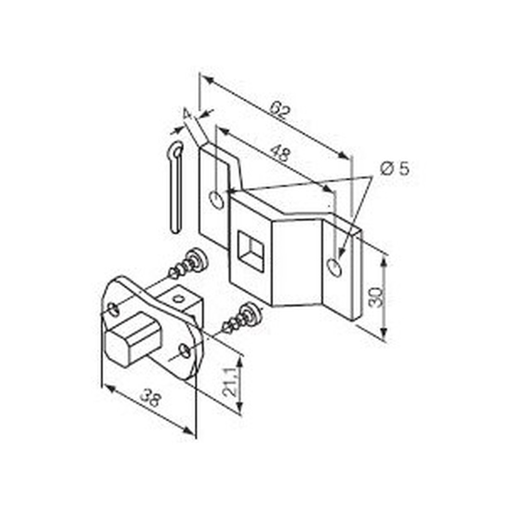 523.10012 Perno quadro 10 mm + staffa - immagine 1