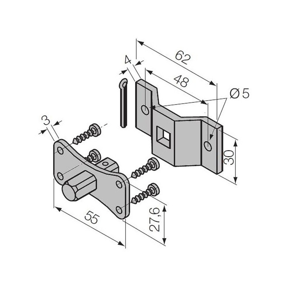 525.10012/AX Perno quadro 10 mm + staffa - immagine 1