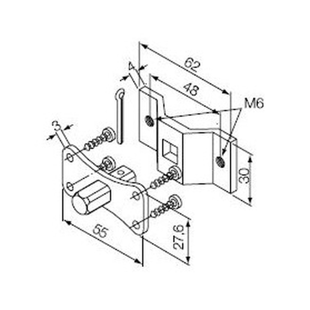 525.10012/M6AX Perno quadro 10 mm + staffa con fori M6 - immagine 1