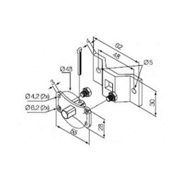 Perno quadro 10 mm + staffa (max 30 Nm)
