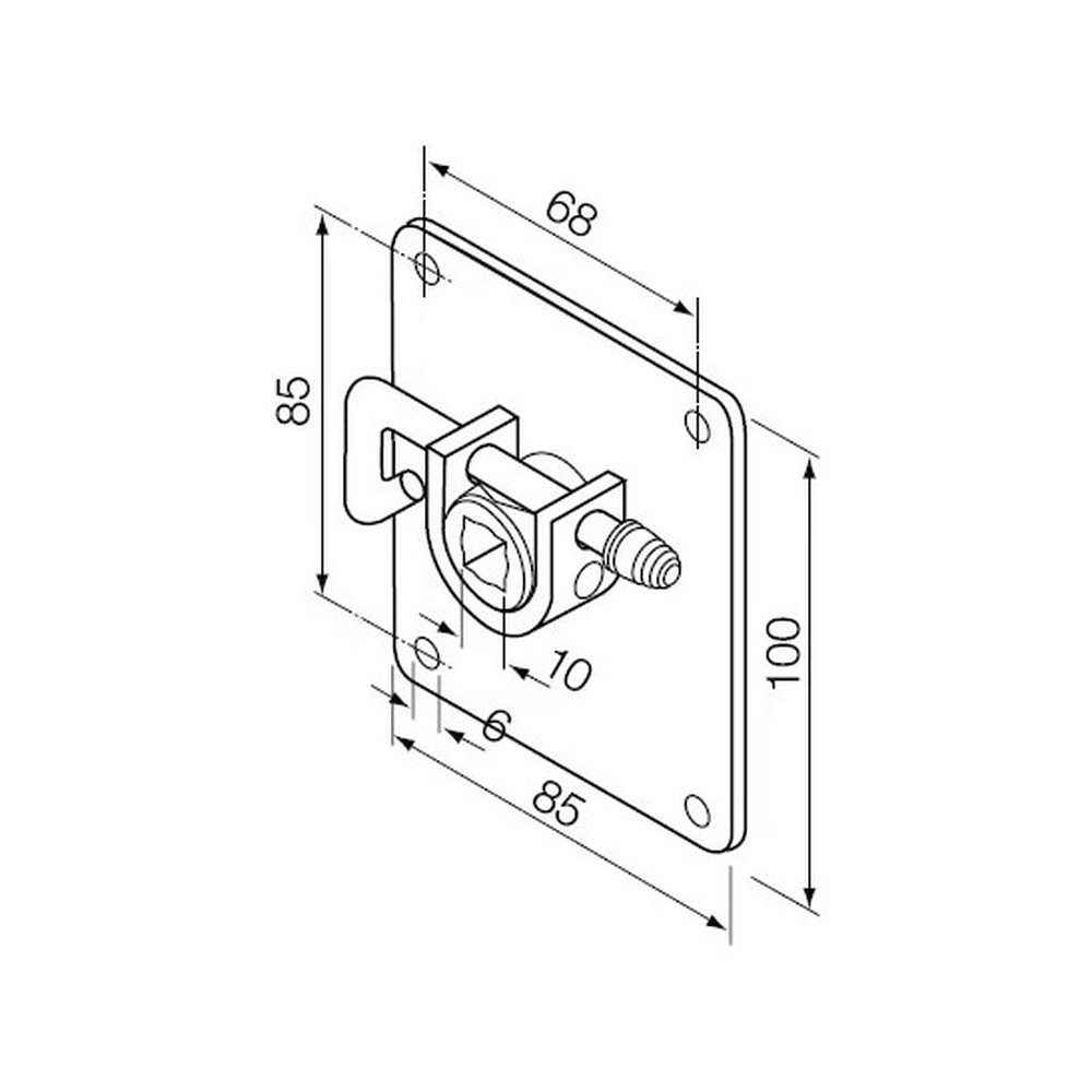 525.10032 Staffa a sella per perno quadro 10 mm, con sblocco (da accoppiare necessariamente all’art. 525.10013/AX) - immagine 1