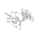 Perno quadro 10 mm + staffa a sella, con fori M6 a interasse 48 mm (max 30 Nm)