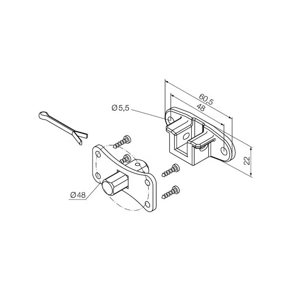 525.10061 Perno quadro 10 mm + staffa a sella, con interasse 48 mm (per motori con finecorsa programmati in modalità manuale) - immagine 1