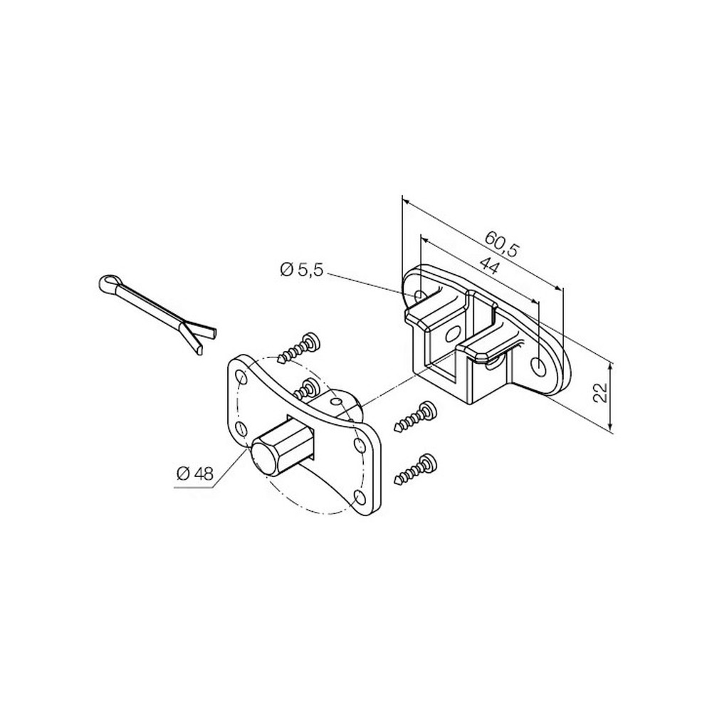 525.10062 Perno quadro 10 mm + staffa a sella, con interasse 44 mm (per motori con finecorsa programmati in modalità manuale) - immagine 1