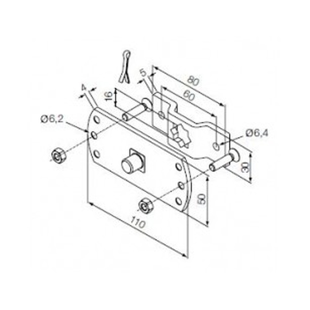 525.10069 Perno quadro da 16 mm + staffa - immagine 1