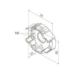 Supporto compatto in alluminio con molla e 2 fori M6 a interasse Ø 44mm, 2 fori M6 a interasse Ø 48mm, 2 sedi esagonali per dadi M6.