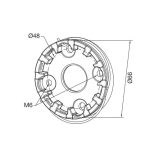 Supporto compatto in alluminio con 2 fori M6 e 2 sedi viti svasate M6