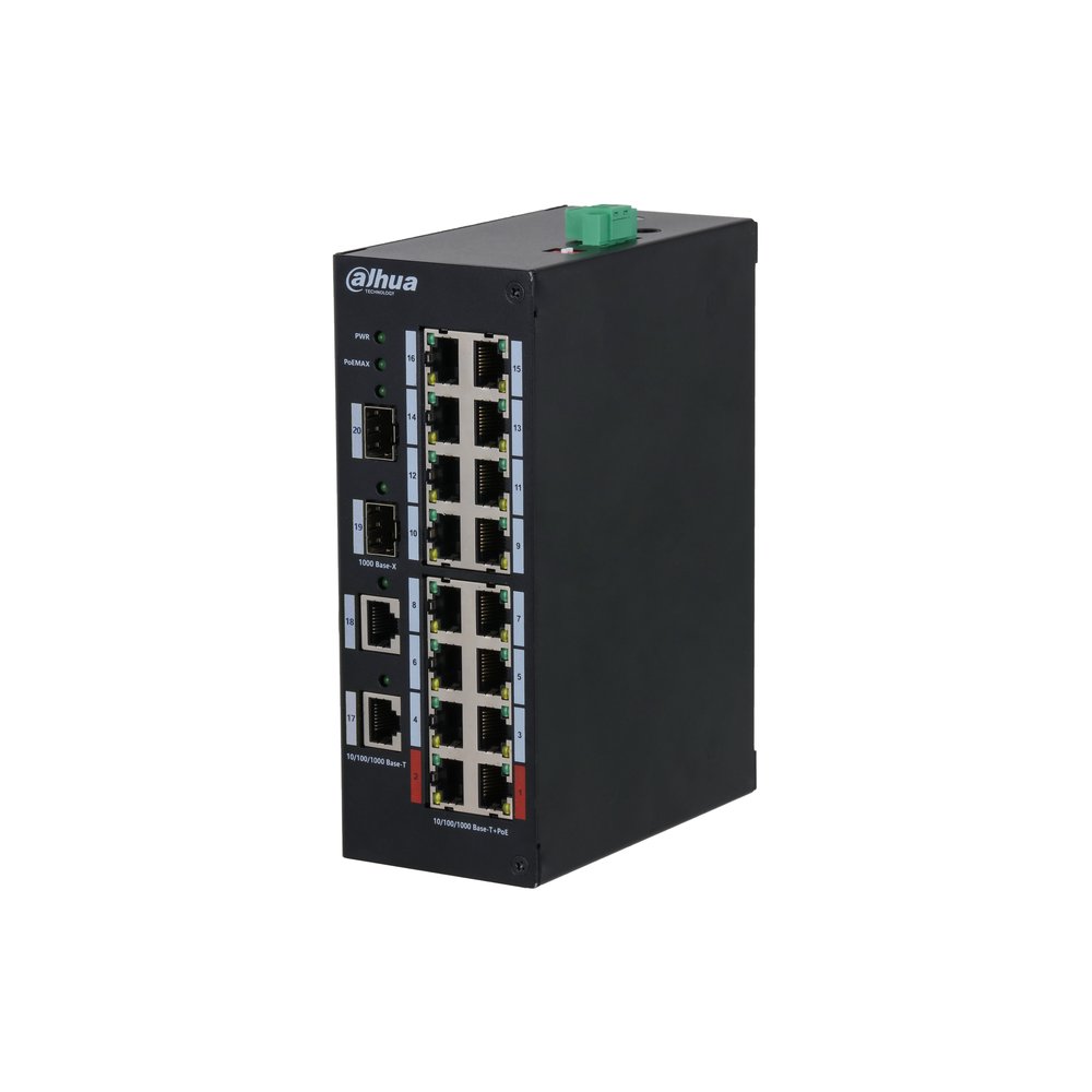 HS3220-16GT-190 Switch hardened unmanaged 20 porte Gigabit (16 PoE <190 W) DinR - immagine 1