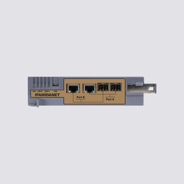 Modulo per la connessione in rete IDANET (max 48 centrali). Connessione su barra CANDRIVE+.