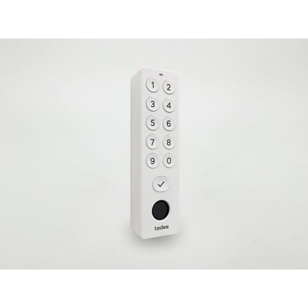 Tastierino biometrico Tedee Keypad PRO bianco con PIN e impronta digitale