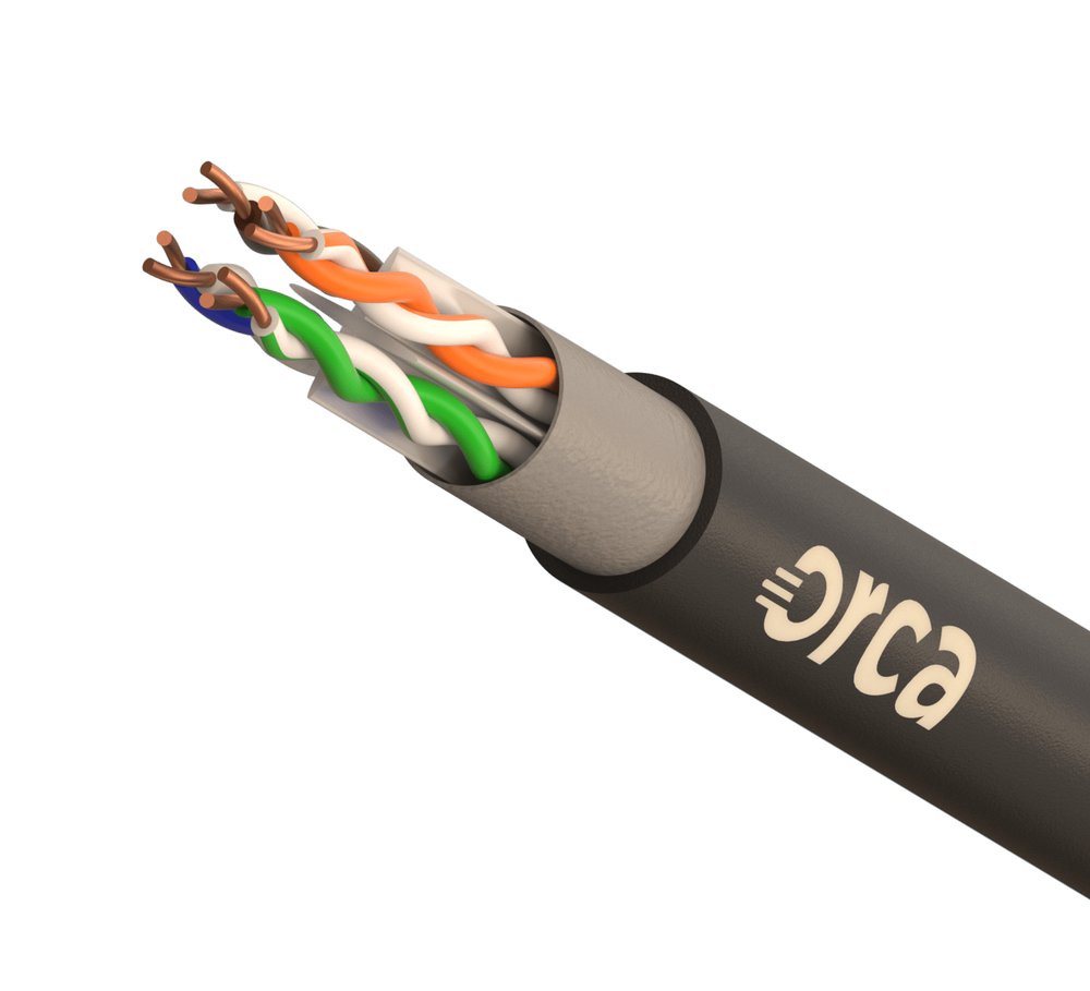 OC-CVR-211213-04 ORCA - Cavo non schermato U-UTP Cat.6 doppia guaina PVC/PE 24AWG da esterno - CPR Class Fca - nero (bob 500) - immagine 1