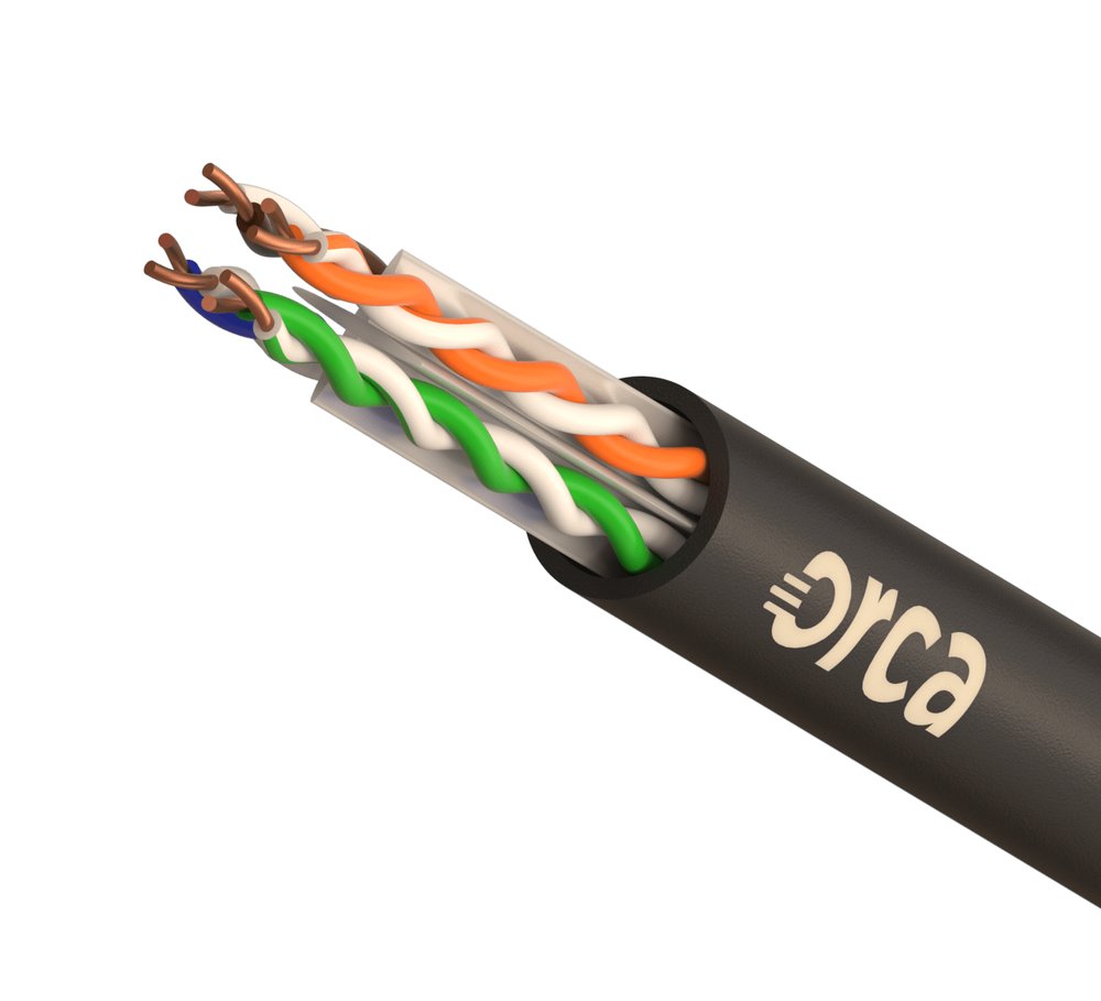 OC-CVR-211213-05 ORCA - Cavo non schermato U-UTP Cat.6 da esterno, guaina PE AWG24 - CPR Class Fca - nero (bob 500) - immagine 1