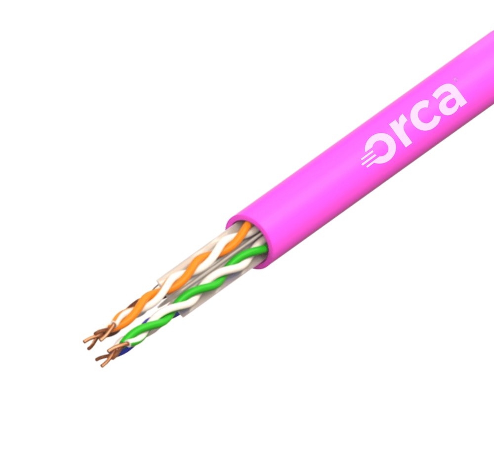 OC-CVR-212215-02 ORCA - Cavo Non schermato UTP Categoria 6A, AWG 23, 4cp, guaina LSZH - CPR Class B2ca - s1a,d1,a1 - Col Magenta (reel. 500m) - immagine 1