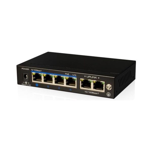 ORCA - Switch 4 Porte 10/100 POE (PoE bgtm 60W) + 2 porte 10/100 per uplink