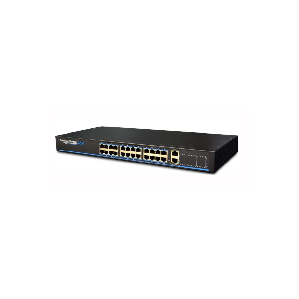 OC-LAN-481212-24 ORCA - POE Switch Managed 24 porte 100Mb (PoE bgtm 390W) + 2 porte Giga Ethernet Uplink - immagine 1