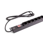 ORCA - Canalina 1U - 19" con 6 shuko bipasso, int. luminoso 250V 16A nero - aletta rinforzata