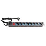 ORCA - Canalina alimentazione 1U/19" 8 prese universali 45° + interruttore luminoso