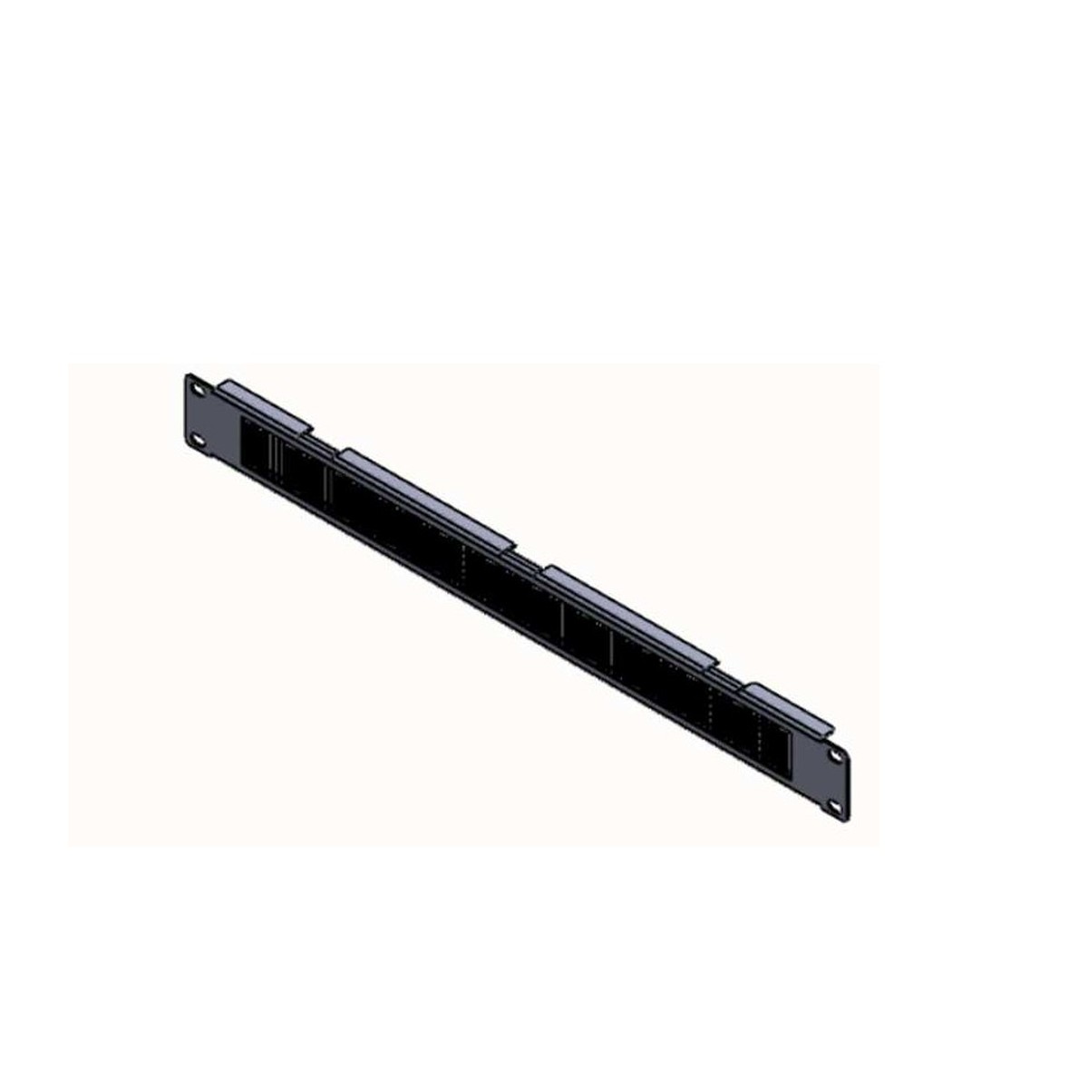 OC-RAC-550100-05M ORCA - Pannello 1U con spazzola per ingresso cavi. Colore Nero - immagine 1