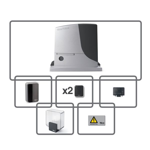 Kit bidirezionale per l'automazione di cancelli scorrevoli fino a 1000 kg, 24 Vdc, centrale integrata