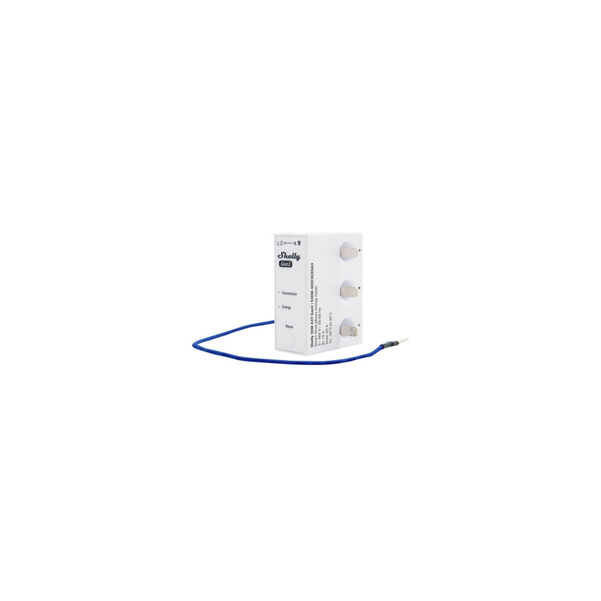 SH-3EM63TG3 Shelly 3EM-63T Gen3- Contascatti Elettr. Misuratore Energia Wi-Fi Trifase/Monofa. Colore bianco - immagine 1