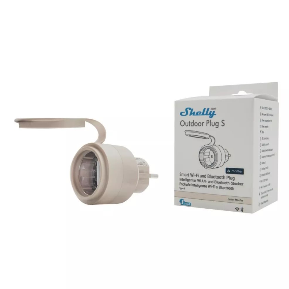 SH-OPSG3 Shelly Outdoor Plug S Gen3 - Presa Smart waterproof. Colore grigio - immagine 1