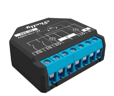SH-PLUS2PM Shelly Plus 2PM - Smart Relay Tapparelle 16A AC/DC WiFi + PM. Colore nero - immagine 1