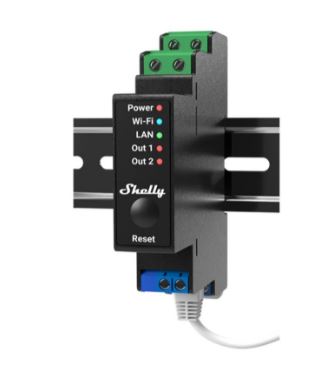 SH-PRO2PM Shelly Pro 2PM - IP Smart Relay DIN 2ch. LAN/WiFi/BT + PM. Colore nero - immagine 1