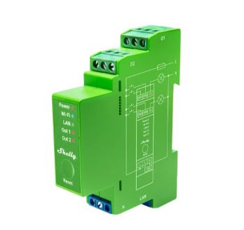SH-PROD2PM Shelly Pro Dimmer 2PM - IP Smart Dimmer 2ch LAN/WiFi/BT + PM. Colore verde - immagine 1