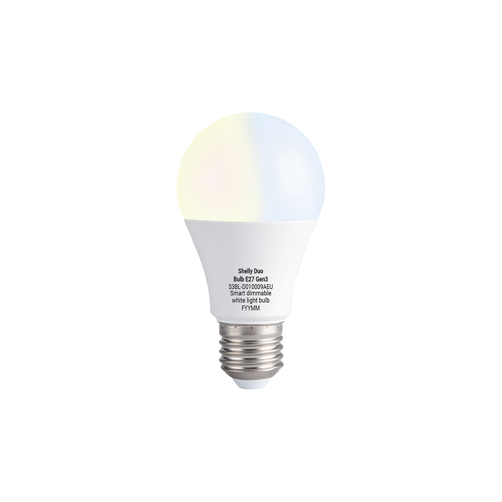 Shelly-Duo-Bulb-E27-Gen3_main-image1.png Shelly Duo Bulb E27 Gen3 Wi-Fi/BT - Smart Dimmer, 27A IP20 - confezione da 2 pezzi - immagine 1