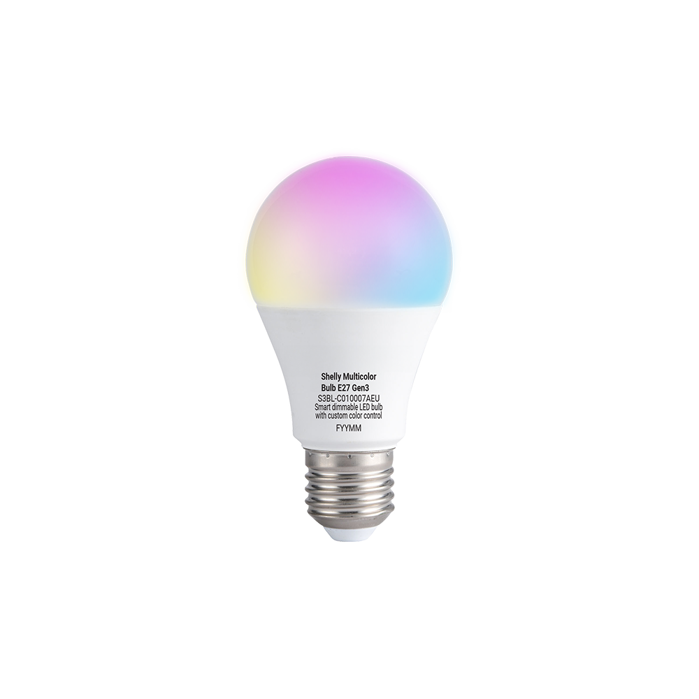 Shelly-Multicolor-Bulb-E27-Gen3_main-image_1.png Shelly Multicolor Bulb E27 Gen3 RGBW Wi-Fi/BT - Smart Dimmer, IP20 - immagine 1