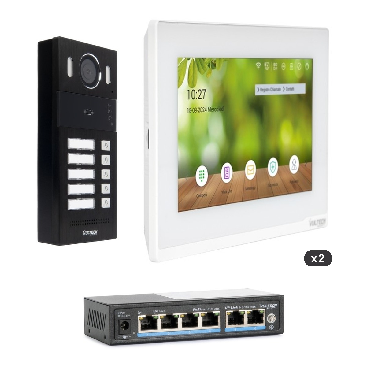kit-vc-5t-collage Kit videocitofonico IP plurifamiliare 5 tasti (2 monitor) - immagine 1