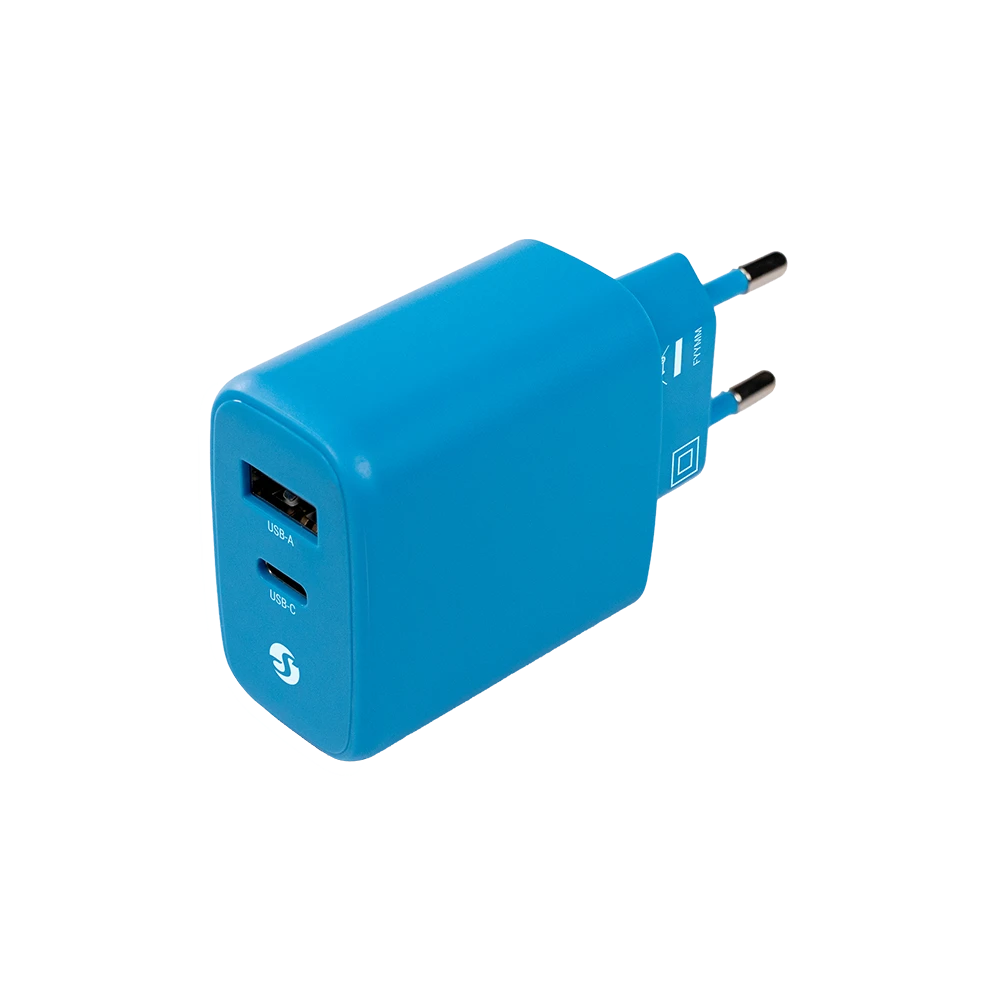 Shelly-GaN-Charger-65W-Blue-_ain-image.png Shelly GaN Charger 65 W Blu - Alimentatore USB-C da rete, tecnologia GaN - immagine 1