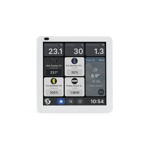 Shelly Wall Display X1i Argento - Pannello touch da parete 720×720 Android 11 con base di alimentazione